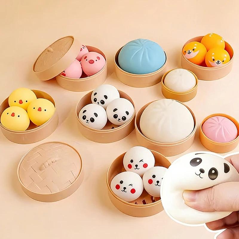 Jouets Squishy Boulettes de Riz Dessin Animé Boulette Anti Stress Balle Pincer Évacuer Fidget Jouets Sensoriels Squishy Tabas Abreact SquishSurprise Cadeau
