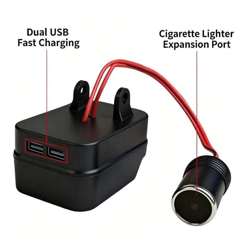 Vehicle Jump Starter Adapter 12V 24V with 2 USB Charging Ports and Clamp Leads for Car SUV Truck Backup Use Ready