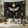 Mystic Celestial Moth Tapestry, Sun Moon Phase Floral Mushroom Print Large Wall Hanging for Bedroom Living Room Aesthetic Decor