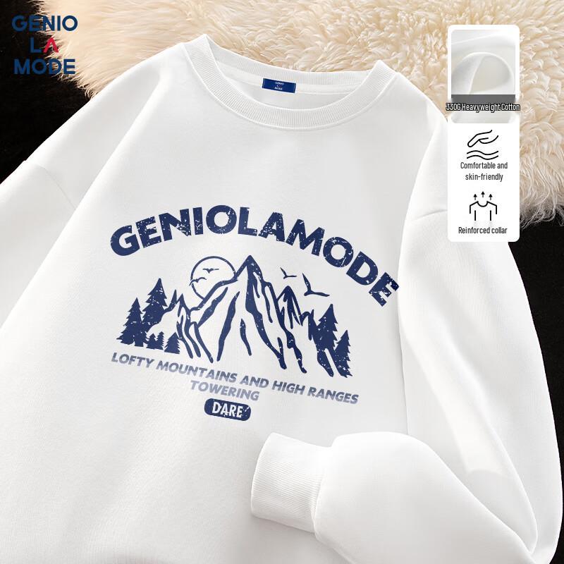 GENIOLAMODE Men's Letter Print Crew Neck Sweatshirt