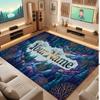 Mushroom Forest Theme Crystal Velvet Floor Rug Personalized Custom Name Text Warm Carpet Home Decoration