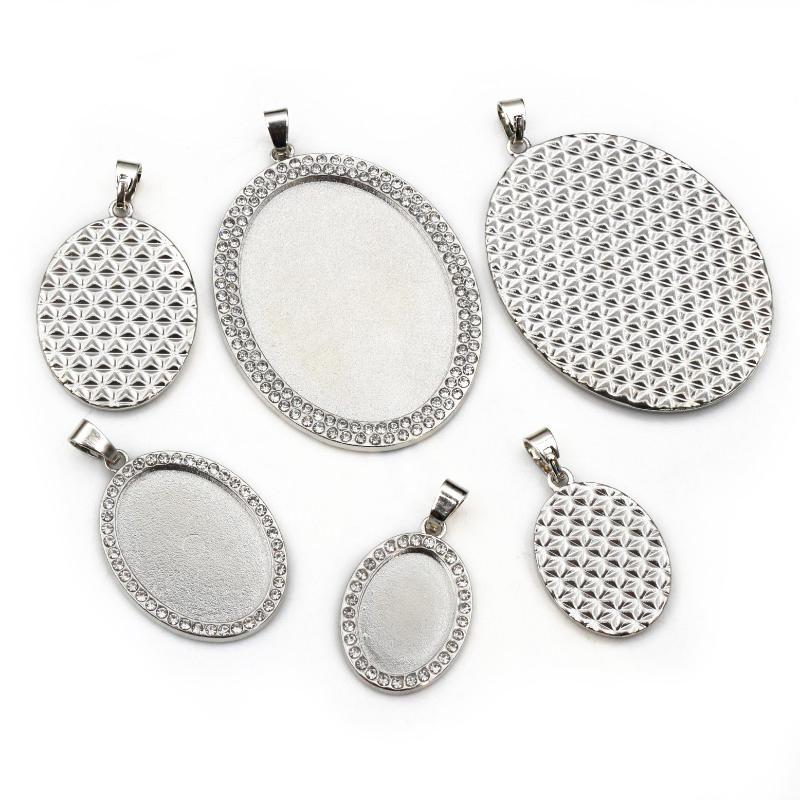 5pcs 13x18mm 18x25mm 30x40mm Inner Size Oval Transparent Rhinestone Style Cameo Cabochon Base Setting Pendant