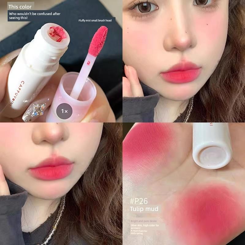 Spring Tulips! Matte Lip Mud and Lip Glaze in Nude Colors, Peach Pink, Non-Stick Cup Lipstick