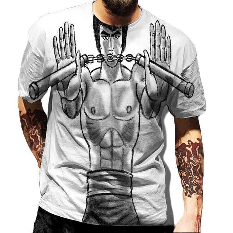 Modisches Herren-Rundhals-Kurzarm-3D-Casual-Farbprint-Casual-Kurzarm-Rundhals-T-Shirt