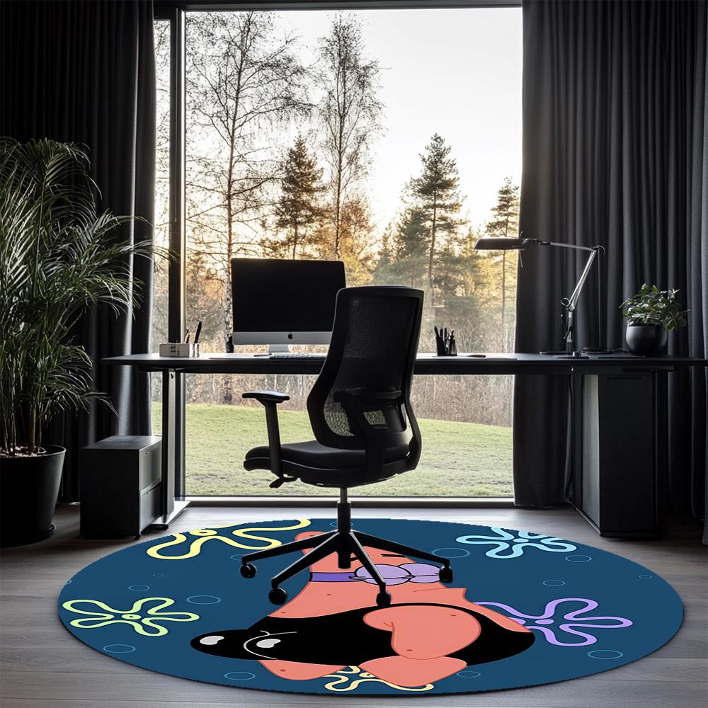 SpongeBob Printed Round Rug Carpet Chair Rug Area Rug Entryway Doormats,for Office Chair Living Room Bedroom Kitchen Room.