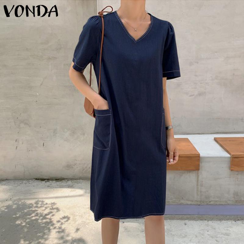 

VONDA Летнее женское короткое платье с V-образным вырезом и короткими рукавами