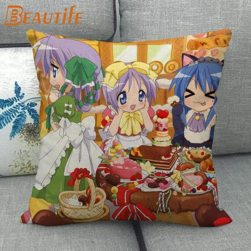 Custom Lucky Star Pillowcase Cartoon Girl Wedding Decorative Cotton Linen Pillow Case for Home Pillow Cover 45X45cm One Side