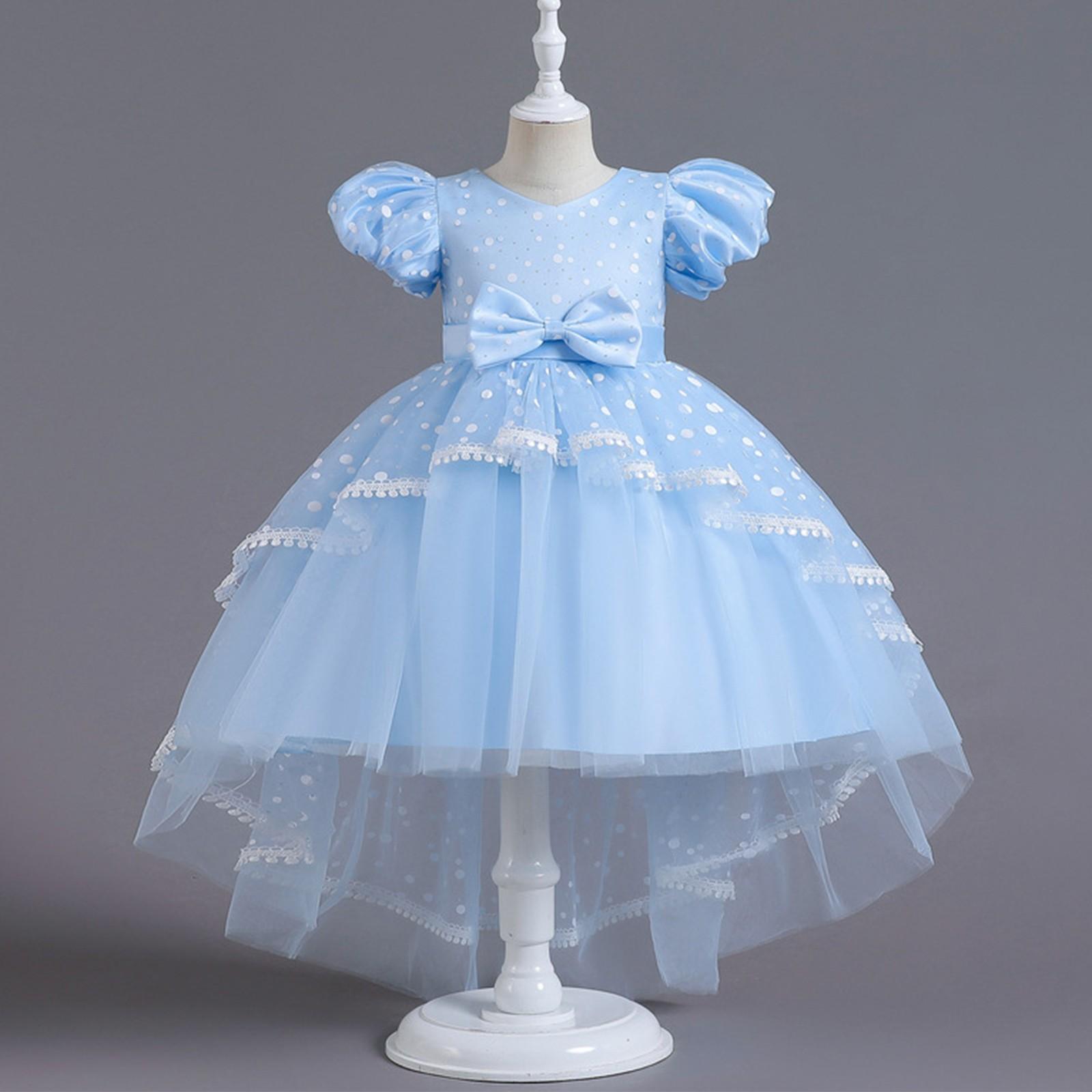 Детское платье Платье принцессы с бантом Однотонное платье для торта 110