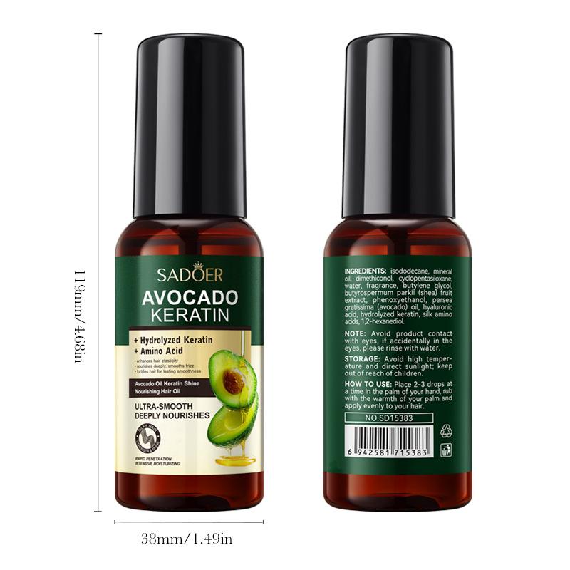 Avocado Keratin Hair Oil Hydrolyzed Keratin Amino Acid Hair Essence Moisturizing Nourishing Hair Care 60ml 60ml