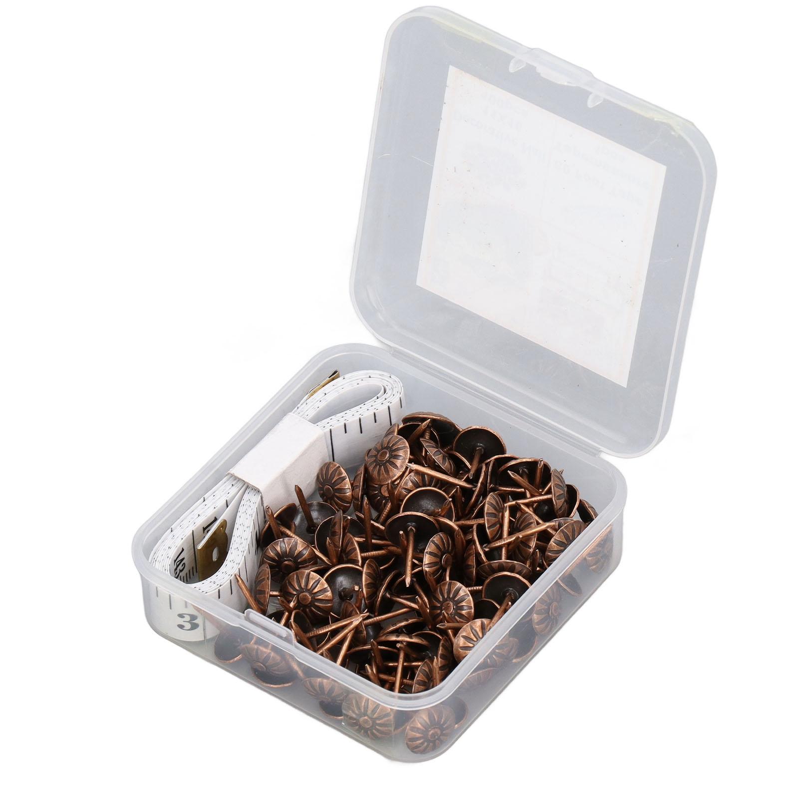 

100 шт. Мебельные гвоздики из углеродистой стали, декоративные гвозди-булавки для помещений, с тканевой линейкой и подлокотником, цвет меди медный красный