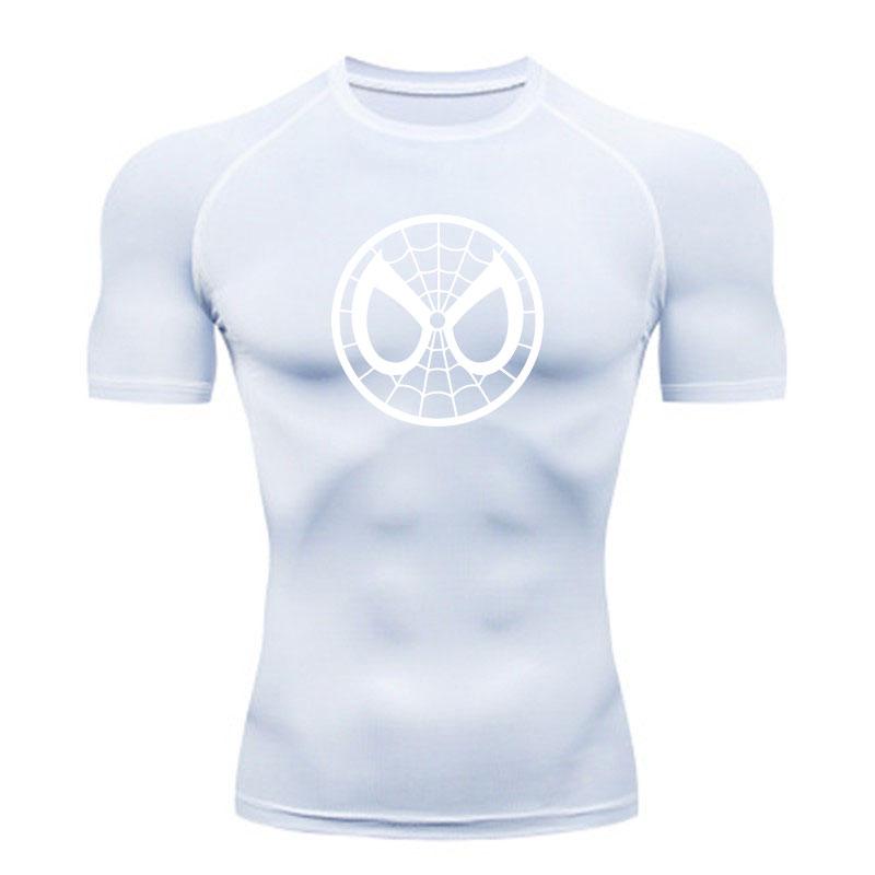 Men's Compression Workout T-Shirt, Breathable Quick Dry Athletic Spider Web Eye Print Short Sleeve Top for Gym Running Training Sports Wear