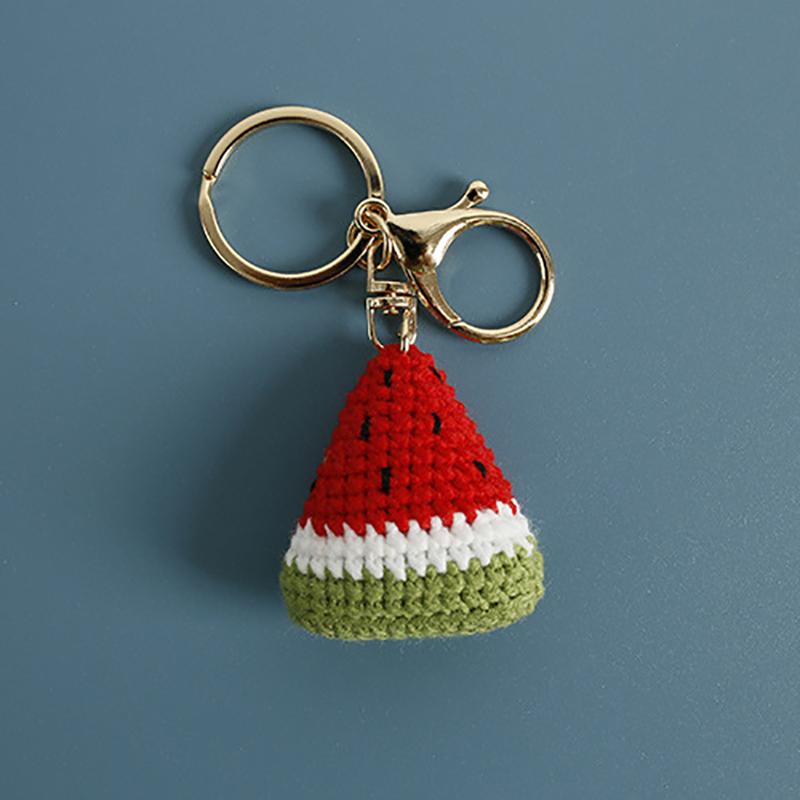 Sweet Hand-Woven Watermelon Pendant Keychain Cartoon Bag Hanging Decoration Car Keychain Bag Decoration Accessories Gifts