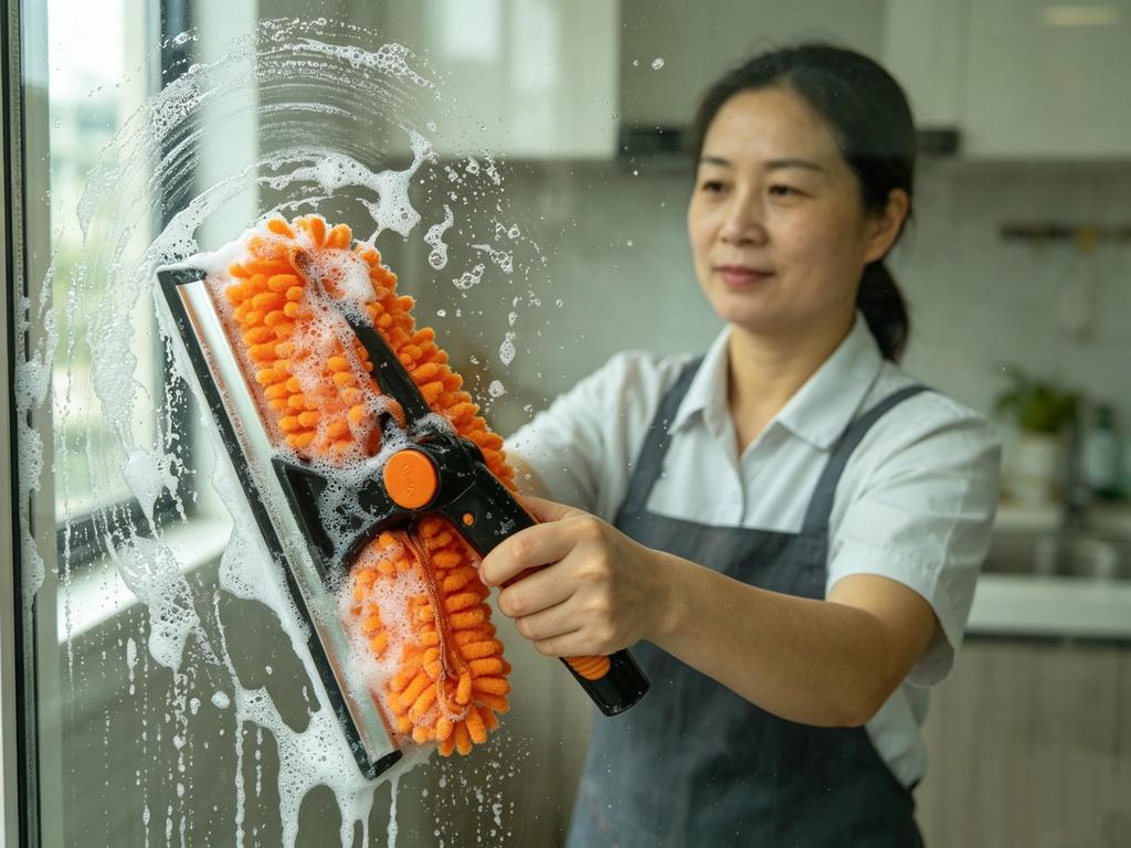 2-in-1 Double-sided High-rise Window Cleaning Squeegee and Wiper