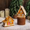 Christmas Village Houses Christmas Collectible Buildings with LED Light Christmas Decors Gingerbreads House Figurine