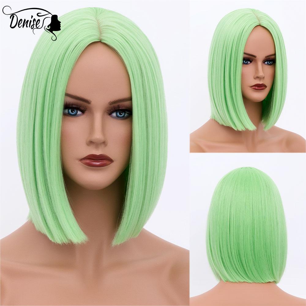 Bob Wig Straight Short Black To Blue Ombre Daily Synthetic Wigs For Women With Bangs Nutural  Heat Resistant Fiber Cosplay Hair