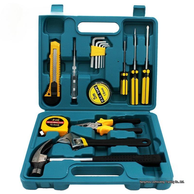 16-Piece Home and Car Repair Tool Set with Hammer & Wrench in Toolbox
