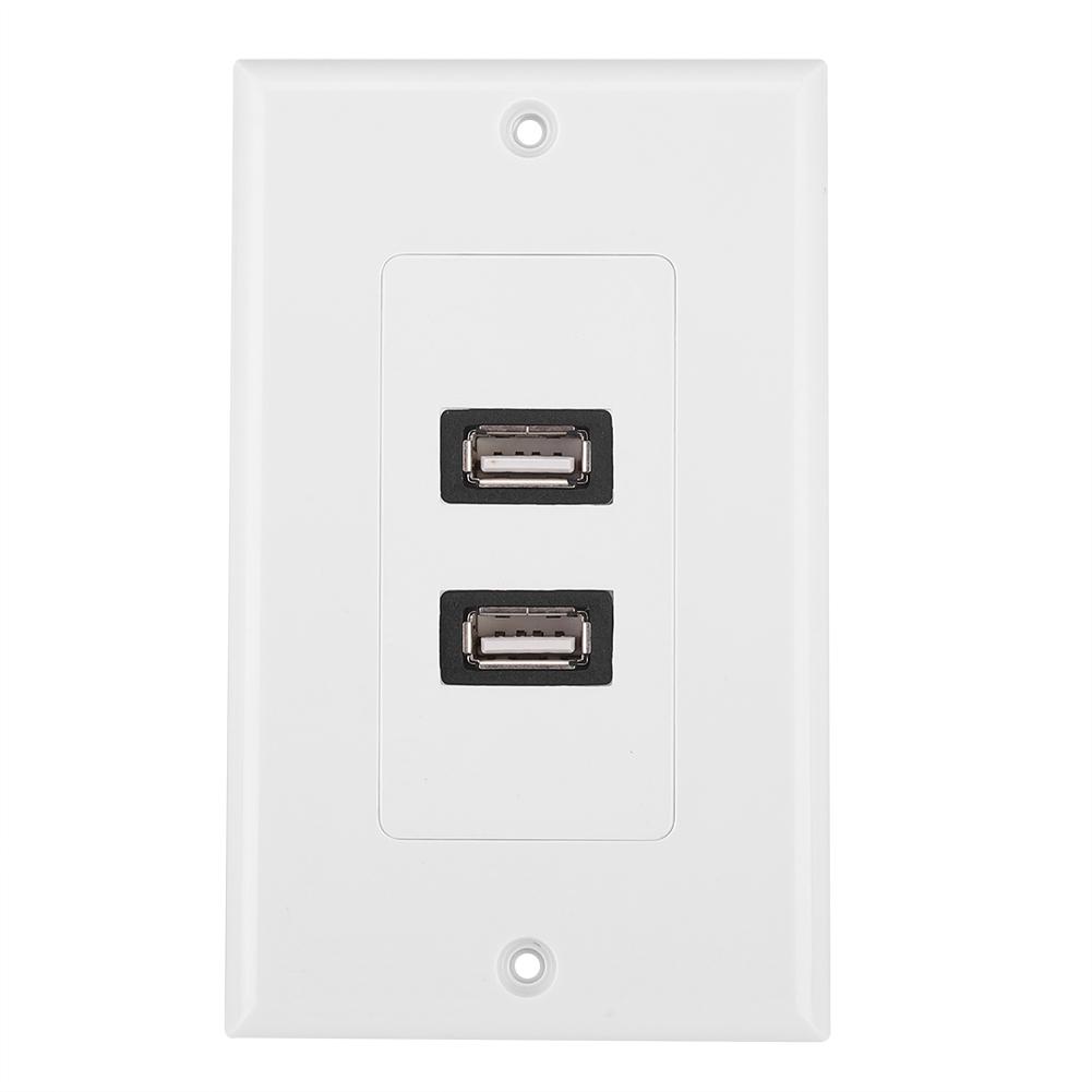 Dual Port USB2.0 Wall Plate Panel for Home Office Building Hotel Decoration