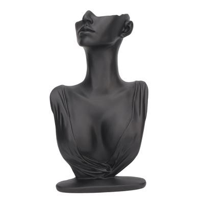 Maniquí de Pendientes Soporte Resina Espacio Grande Ligero Elegante Busto Soporte de Exhibición de Collares Negro