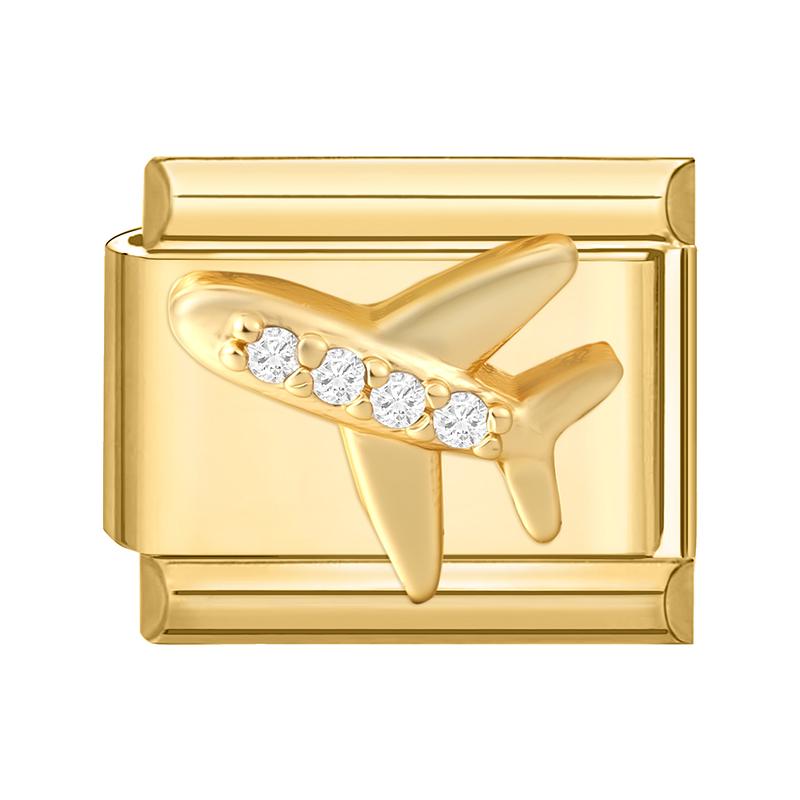 Gold Color Zircon Butterfly Moon Star Heart Italian Charm Link Fit 9mm Stainless Steel Bracelet Women Men DIY Making Gifts