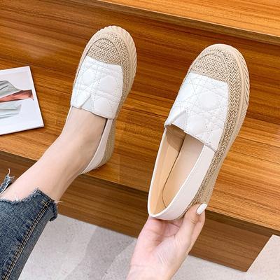 Sapatos de Pescador Femininos Primavera Outono Sola Grossa Bico Arredondado Mocassins Planos Moda Solado Macio Casuais Femininos Slip-on Sapatos Únicos