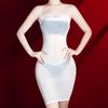 Fashion Women Lace Bodycon Tube Micro Mini Dress 5D Oil Glossy Shiny Package Hip Dress Sheer See Through Elastic Maid Dress