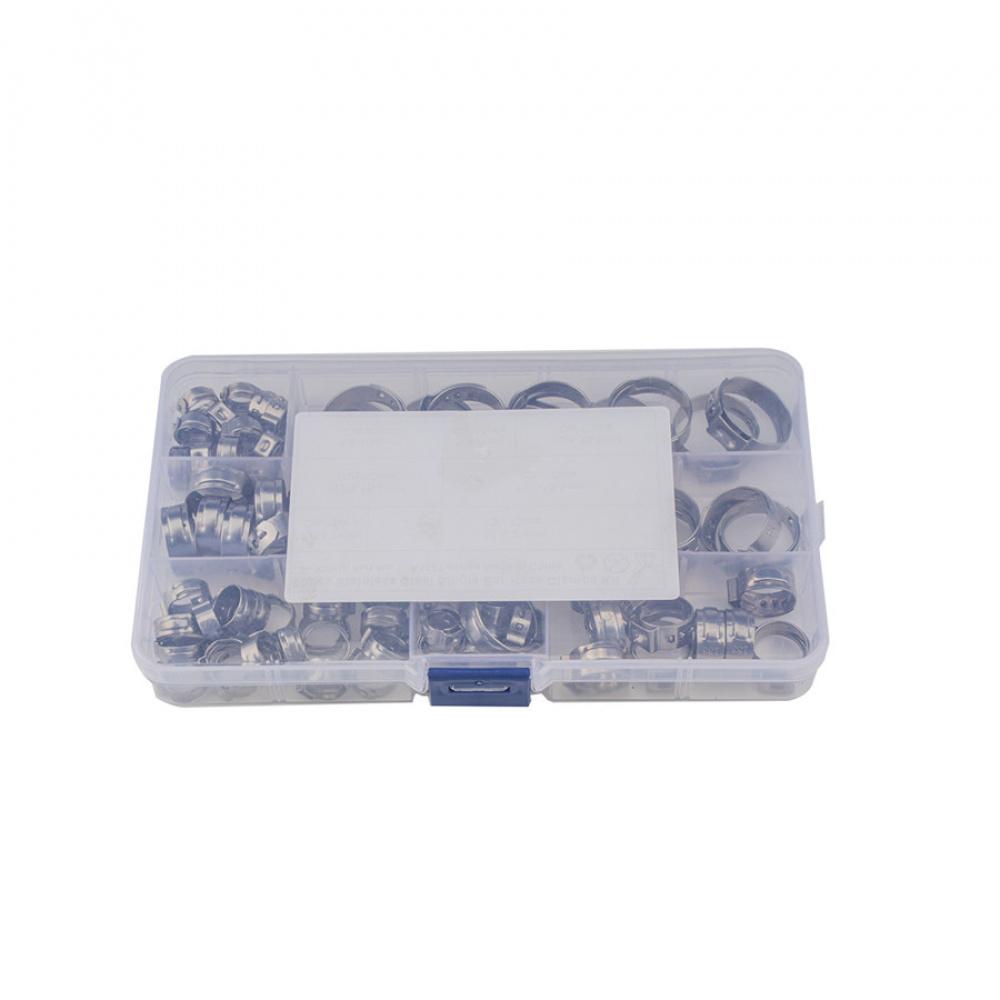 90 x 7 Kinds Single Ear Stainless Steel Car Hydraulic Hose Clamps O-Clips Pipe Fuel Air Pipe Clamp