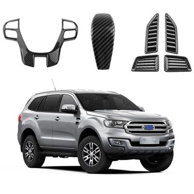 Car Steering Wheel Button Panel Gear Shift Knob AC Outlet Cover Trim Sticker for Ford Everest 2015-2019 Ranger 15-17 Accessories
