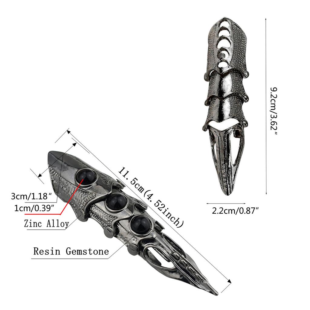 Knöchel Vollfinger Langer Ring Doppelring Aktivitätsring Punk Rock Gothic Ring