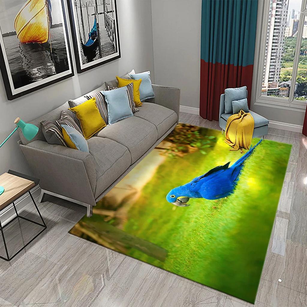 Colorful Parrot Carpet Animal Flower Rugs Kitchen Bathroom Entrance Non-Slip Carpet Bedroom Living Room Sofa Chair Decor Rugs