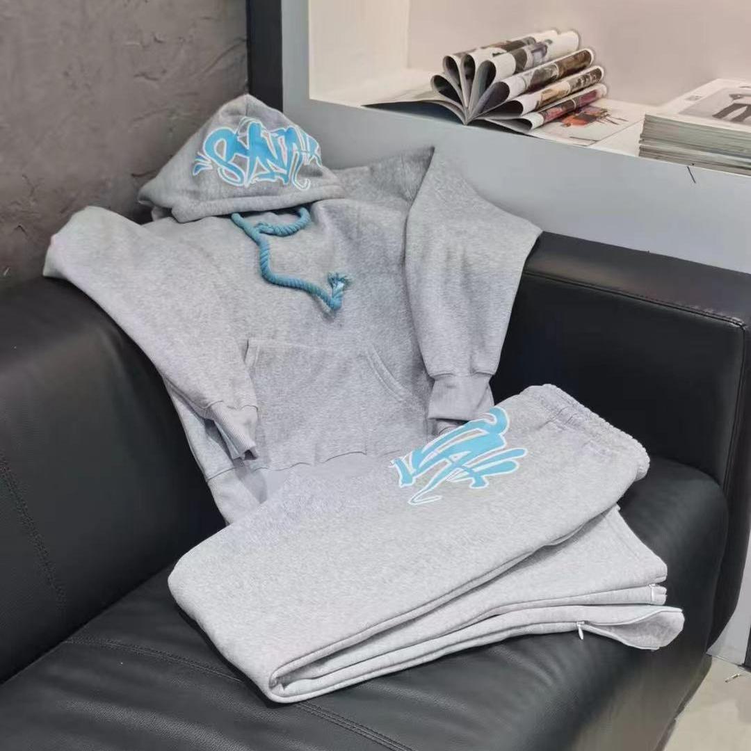 

Высококачественный хлопковый повседневный спортивный костюм Y2K Харадзюку Хай-стрит Мужской Женский Худи Брюки Хип-хоп Спортивная одежда Топы Спортивные брюки XL светло-серый