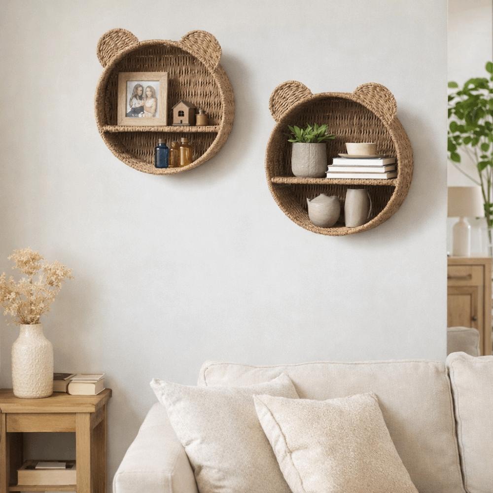 Handmade Imitation Rattan Storage Rack Cute Hanging Storage Basket  Kitchen