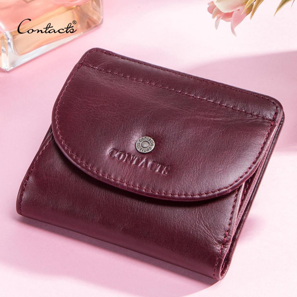 CONTACT'S Echtes Leder Frauen Brieftasche Mini Geldbörse Weibliche Portfel Karte Halter Frauen Geldbörsen