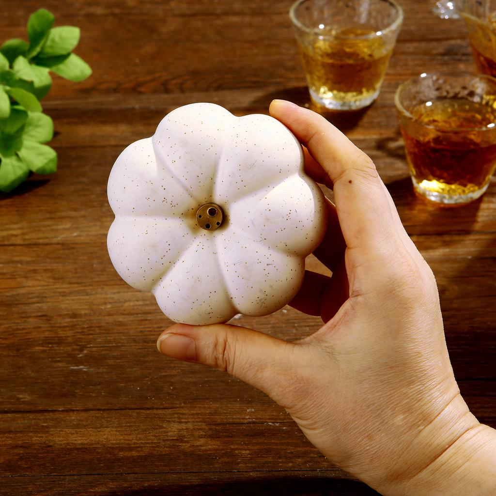 Creative Ceramic Pumpkin Incense Burner 4-hole Brass Incense Holder for Incense Stick Buddhism Supplies Home Decor