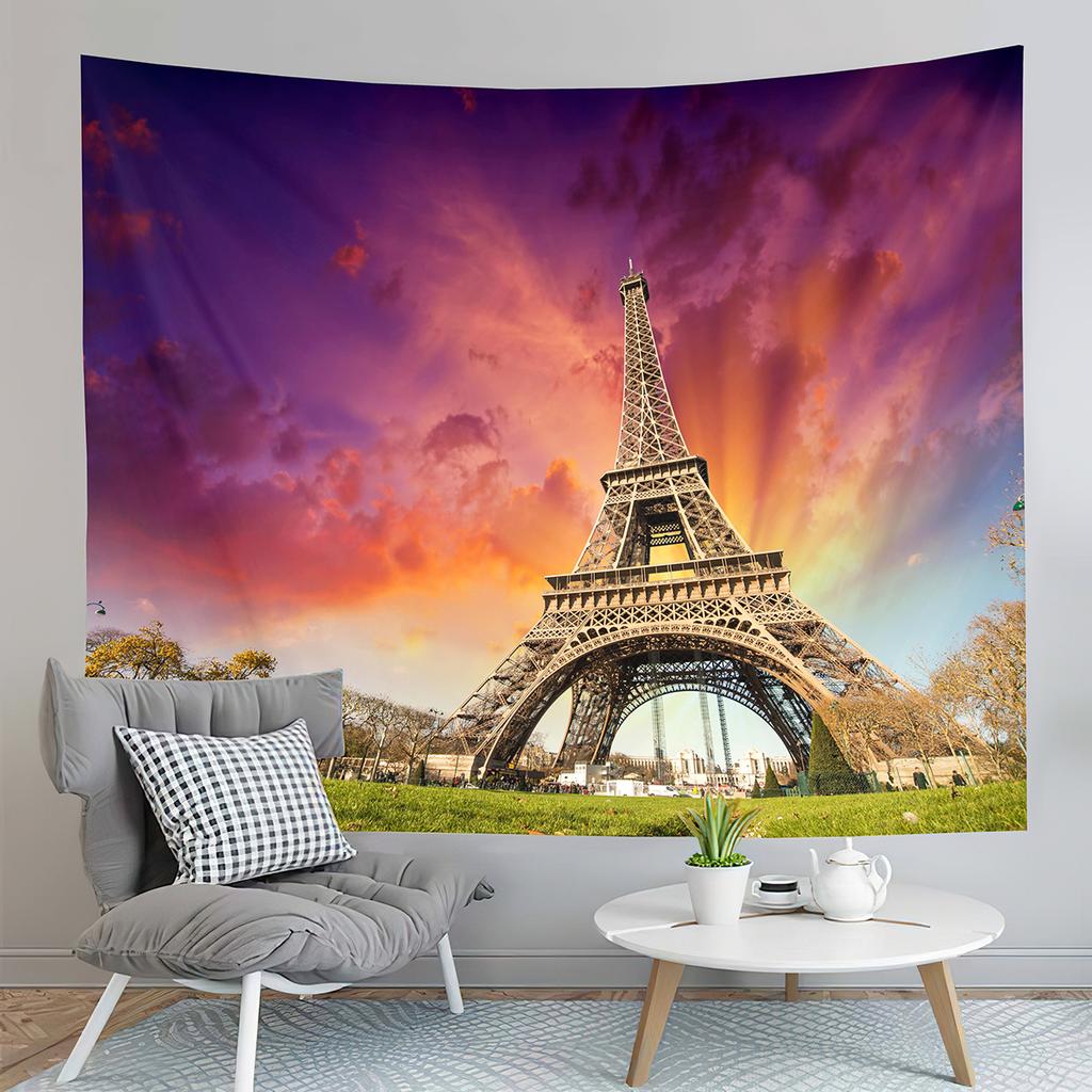 Eiffel Tower Tapestry Water Reflection Tapestry French Architecture Tapestry Living Room Bedroom Dorm Decor Background Cloth