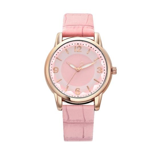 Women Simple Bracelet Watch Dainty Quartz Watch Elegant Analog Luxury Ladies Adjustable розовый