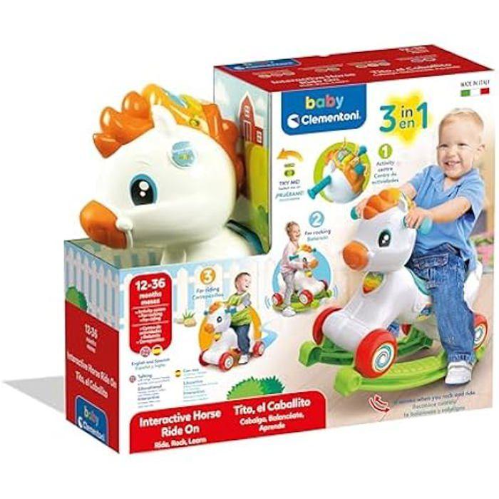 Houpačka - CLEMENTONI - Houpací kůň 3 v 1 - Vícebarevný - Interaktivní - 12 měsíců až 3 roky
