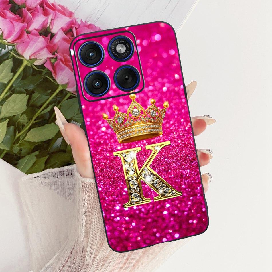For Motorola Edge 70 Fashion Crown Letter Phone Case For Motorola Moto X70 Air Edge70 5G XT2601-2 Black Silicone Soft Cases