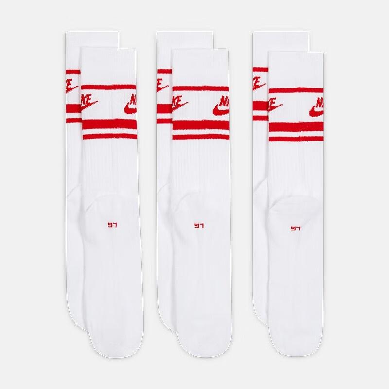 Nike Sportswear Dri-FIT Everyday Essential Crew Socks 'White Red' Men's DX5089-102