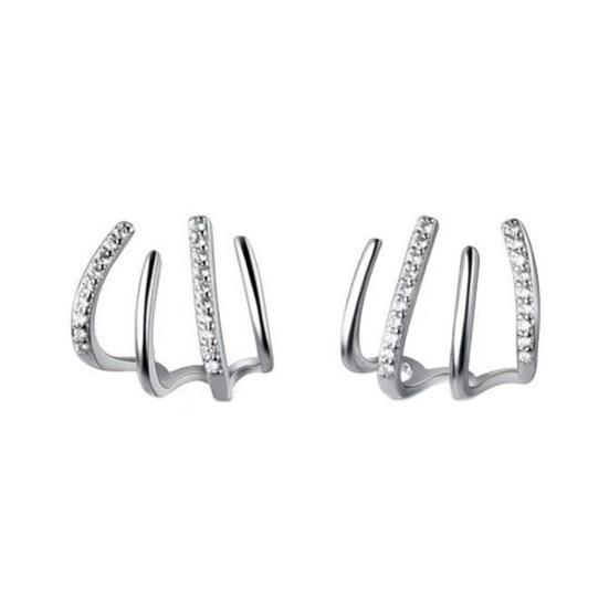 

1 пара блестящих стразов, серьги-гвоздики, изящная работа, креативные U-образные четырехрядные женские серьги серебряный