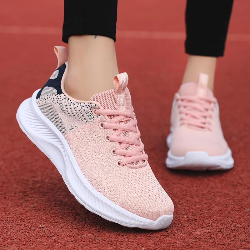 Women Flying Weave Breathable Spring Casual Sneakers Ladies Non-Slip Jogging Shoes Fashion Lightweight All-Match Running Shoes