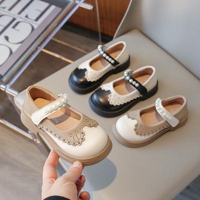 Korean Style Children's Leather Shoes Patchwork Fashion Ruffled Edge Girl Single Shoes Spring Versatile Kids Princess Mary Janes