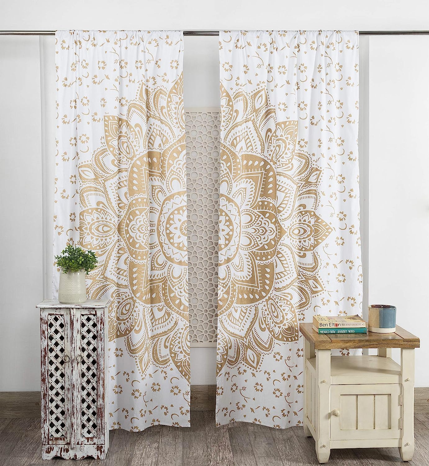 

Mandala Yoga Love Indian Hippie Bohemian Luxury Curtains European Living Room Bedroom Kitchen Decoration Window Treatments 2x50W130H(CM)40x51in&Grommet Top