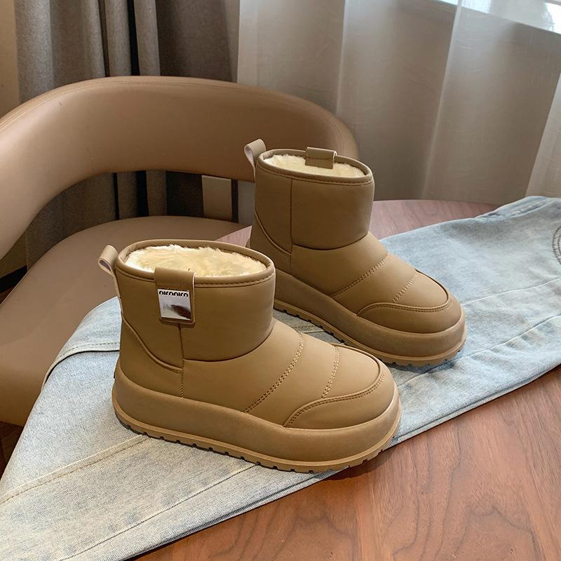 

Женские осенние и зимние толстые подошвы с утепленными утепленными зимними сапогами, водонепроницаемые, износостойкие, повседневные, теплые ботинки 35