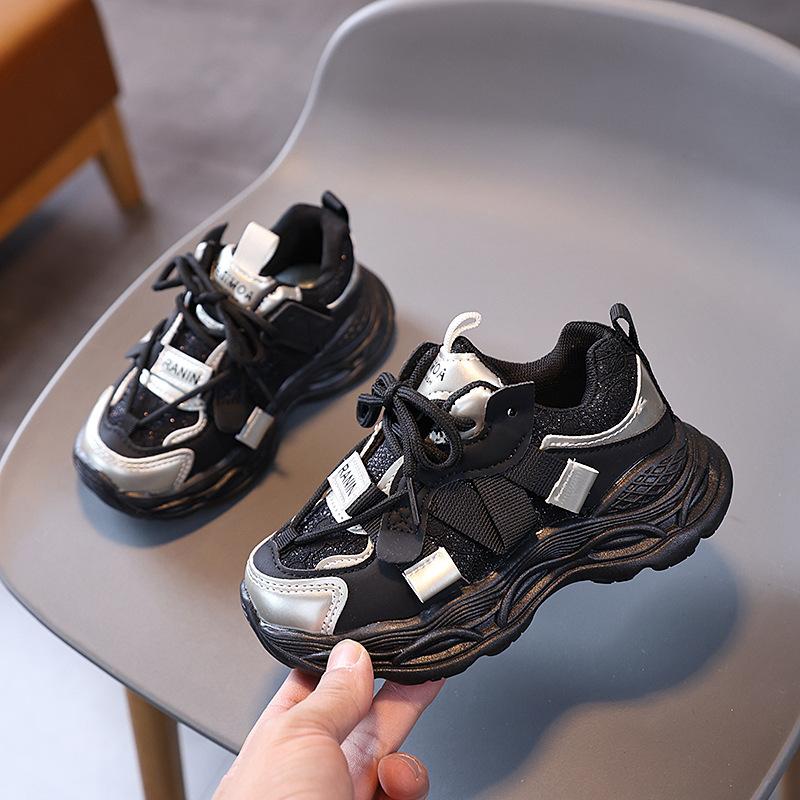 Spring Mesh Kids Sneakers Boys Girls Velcro Soft Sole Running Shoes Casual Dad Shoes