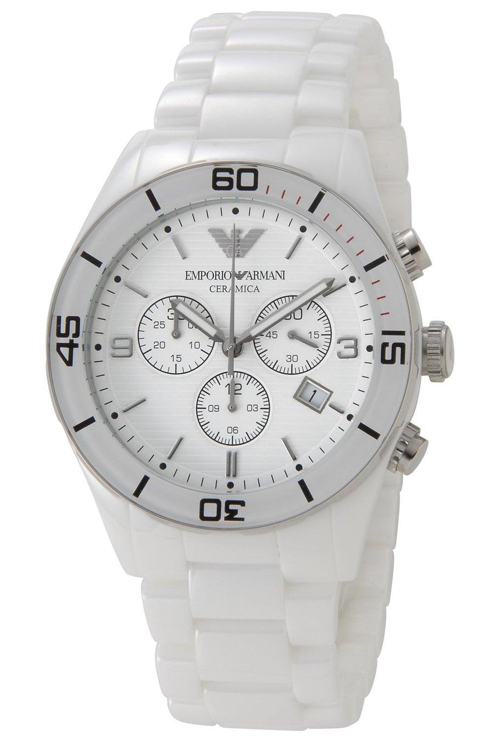 

EMPORIO ARMANI Ceramica White Chronograph AR1424 Men s [Used]