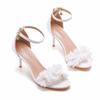 Quality Women Sandals Female Rhinestone PU 7CM Thin Heels Buckle Strap Bridal Wedding Shoes Women's Shoes Dress White Fashion