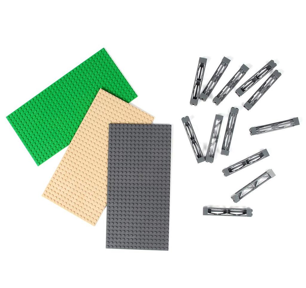 INIBUD Klasyczna Kompatybilna Płyta Bazowa z Klocków, 16x32mm, Dwustronna, z Kołkami, Zestaw 3 Płyt i 12 Kołków