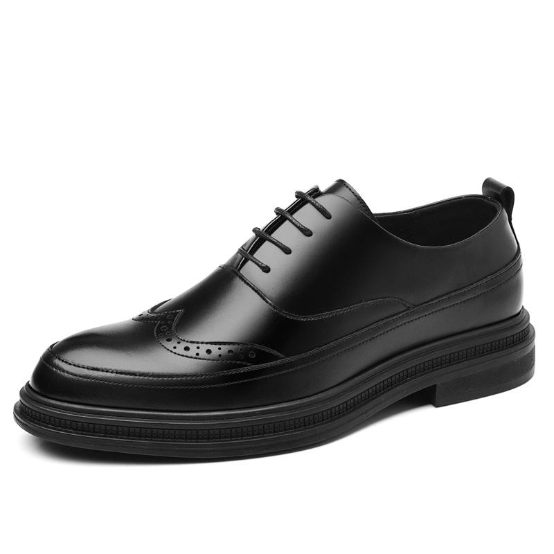 Leather shoes men's 2025 large size business inner height increase 6CM leather shoes suit groom wedding shoes trend