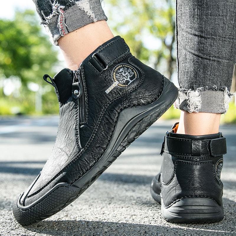 Sonbahar Ve Kış Büyük Beden Çok Satan Patlama Amazon Orta Yardım Günlük Erkek Ayakkabıları El Dikişli Tek Ayakkabılar Toptan