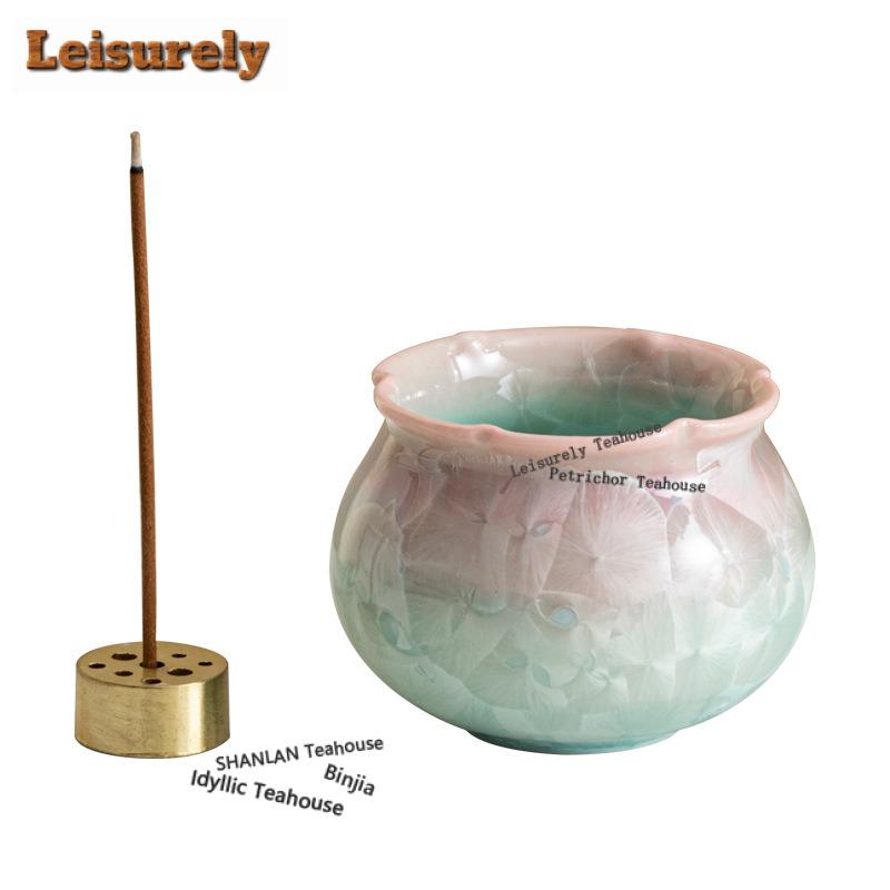Kiln Change Crystal Glaze Lucky Bag Incense Holder Water Fountain Decoration Incense Burners Consecrate Censer Indoor Craft Gift